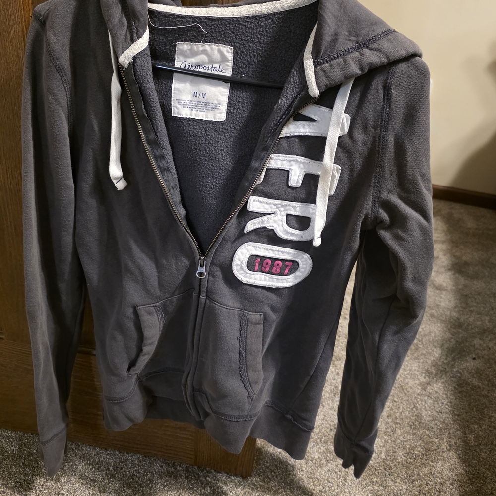 Aeropostale Charcoal Womens Zip-Up Hoodie